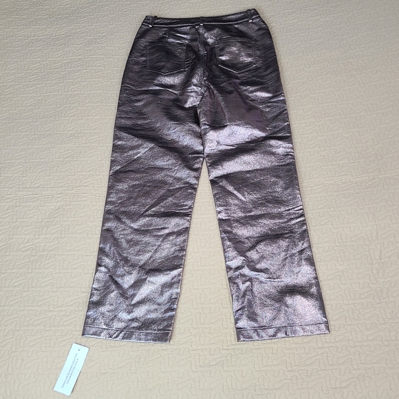 Amylynn Yasmine Metallic Straight faux leather pants size L - Picture 9 of 11